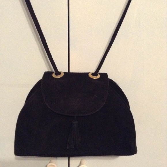Vintage Black Suede Tassel Crossbody Purse - Picture 6 of 8